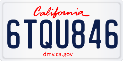 CA license plate 6TQU846