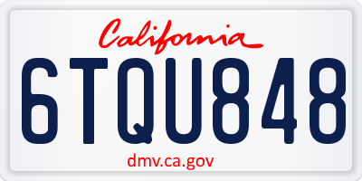 CA license plate 6TQU848
