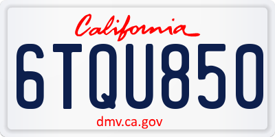 CA license plate 6TQU850