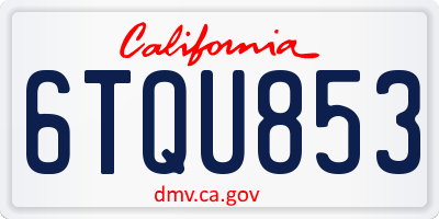 CA license plate 6TQU853