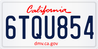 CA license plate 6TQU854