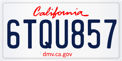 CA license plate 6TQU857