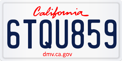 CA license plate 6TQU859