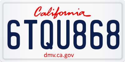 CA license plate 6TQU868