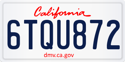 CA license plate 6TQU872