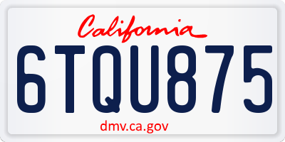 CA license plate 6TQU875