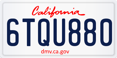 CA license plate 6TQU880