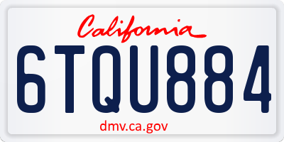 CA license plate 6TQU884