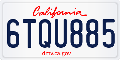 CA license plate 6TQU885