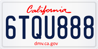 CA license plate 6TQU888