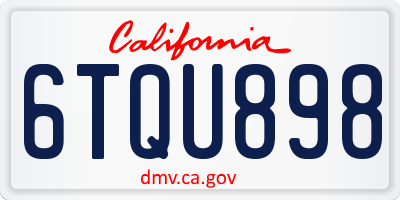 CA license plate 6TQU898