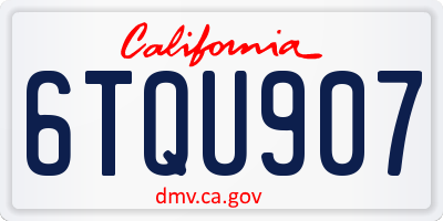 CA license plate 6TQU907