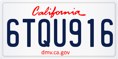 CA license plate 6TQU916