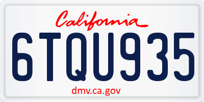 CA license plate 6TQU935