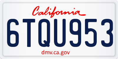 CA license plate 6TQU953