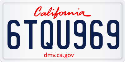 CA license plate 6TQU969