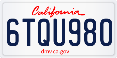 CA license plate 6TQU980