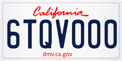 CA license plate 6TQV000