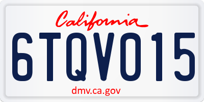 CA license plate 6TQV015