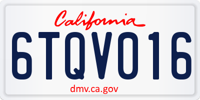 CA license plate 6TQV016