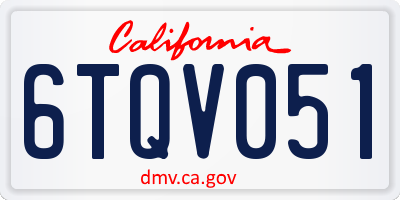 CA license plate 6TQV051