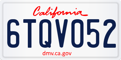 CA license plate 6TQV052