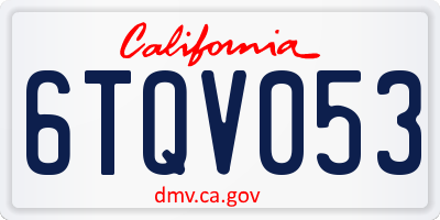 CA license plate 6TQV053