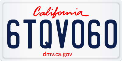 CA license plate 6TQV060
