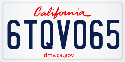 CA license plate 6TQV065
