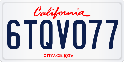 CA license plate 6TQV077