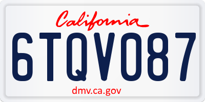 CA license plate 6TQV087