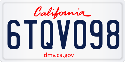 CA license plate 6TQV098