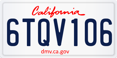 CA license plate 6TQV106