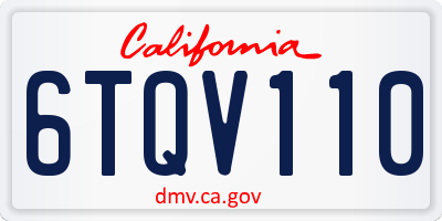 CA license plate 6TQV110