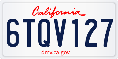 CA license plate 6TQV127