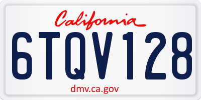 CA license plate 6TQV128