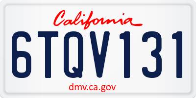 CA license plate 6TQV131