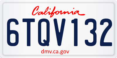 CA license plate 6TQV132