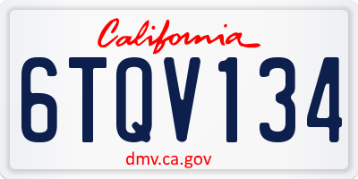 CA license plate 6TQV134