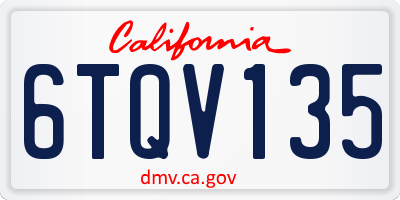 CA license plate 6TQV135