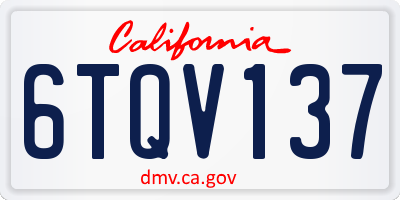 CA license plate 6TQV137