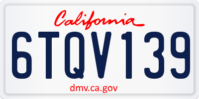 CA license plate 6TQV139