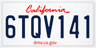 CA license plate 6TQV141