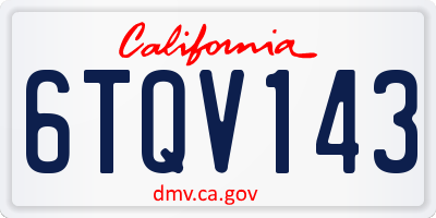 CA license plate 6TQV143