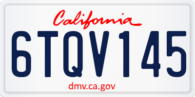 CA license plate 6TQV145