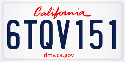 CA license plate 6TQV151