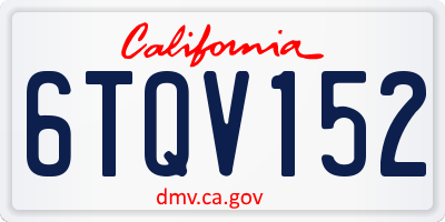 CA license plate 6TQV152