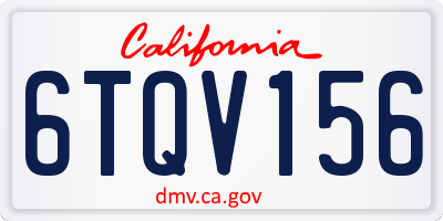 CA license plate 6TQV156