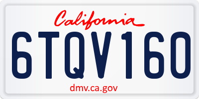 CA license plate 6TQV160