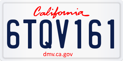 CA license plate 6TQV161